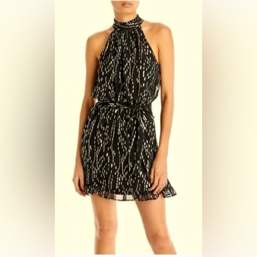 Aqua Black and Silver Sleeveless Mini Dress